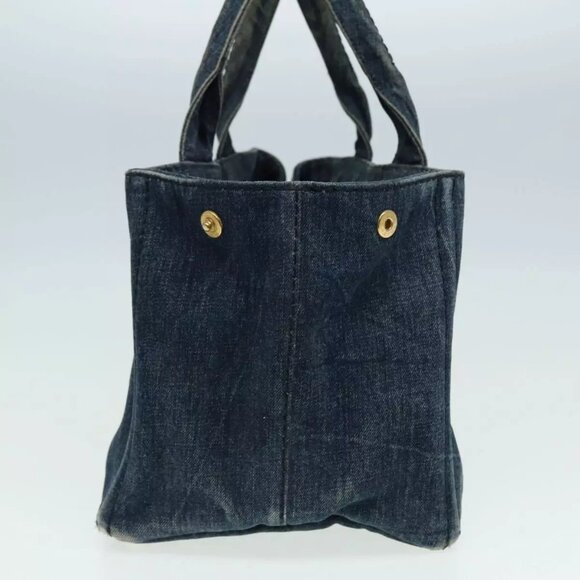 PRADA Canapa MM Hand Bag Denim Blue Auth - Picture 13 of 16